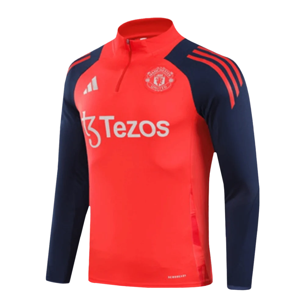 Manchester United 1/2 Zipper Sweat Kit (Top+Pants) Red 2024/25 - Image 3