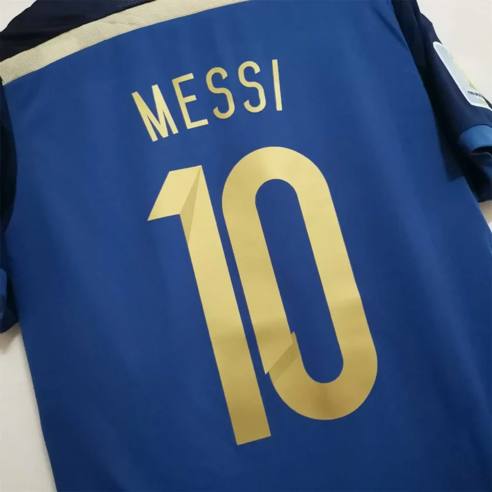 Messi #10 Argentina Retro Jersey Away Football Jersey 2014 - Image 9