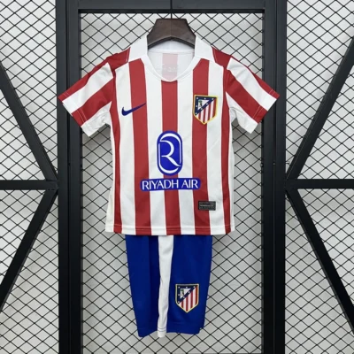 Atletico Madrid Soccer Jersey Home Kids Kit Jersey+Shorts 2025/26