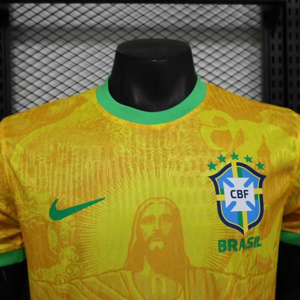 Brazil Authentic Soccer Jersey Jesus Christ the Redeemer Match Shirt 2024 - Image 3