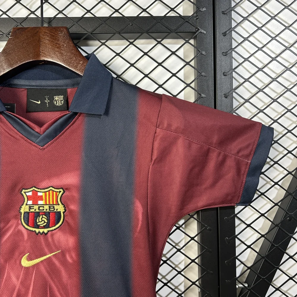 Barcelona Retro Home x CJ SKELETON Kids Kit Jersey+Shorts 2000/01 - Image 5