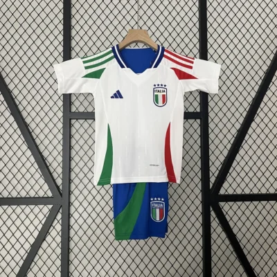 Italy Away Football Uniform Kids Kit Jersey+Shorts EURO 2024