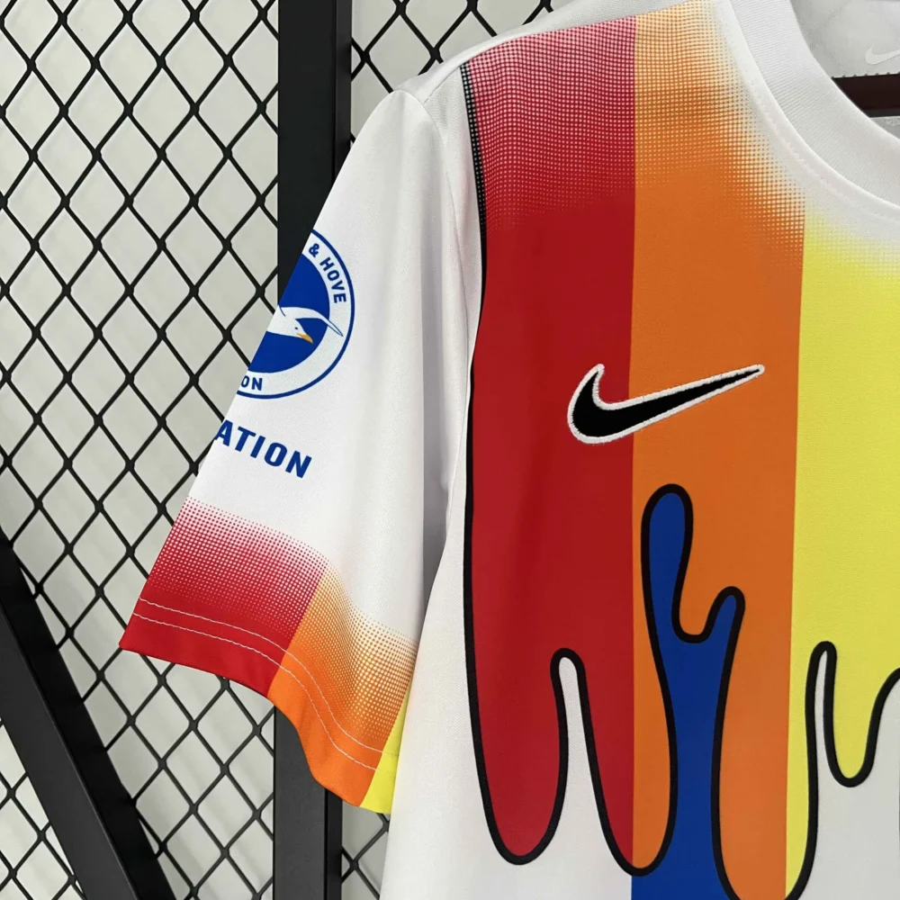 Brighton & Hove Albion Football Jersey Rainbow Laces Pre-Match Custom Shirt 2024/25 - Image 4