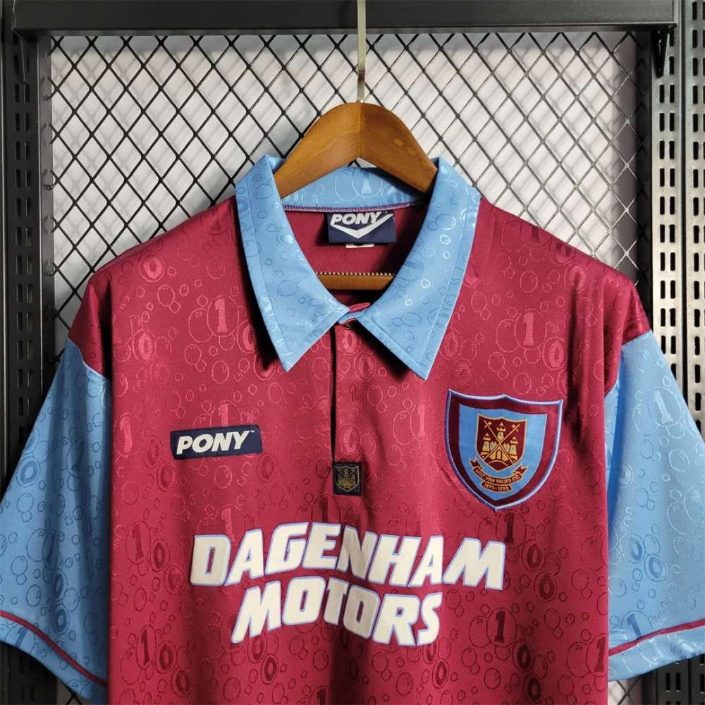West Ham United Retro Football Jersey Home Custom Shirt 1995/97 - Image 4