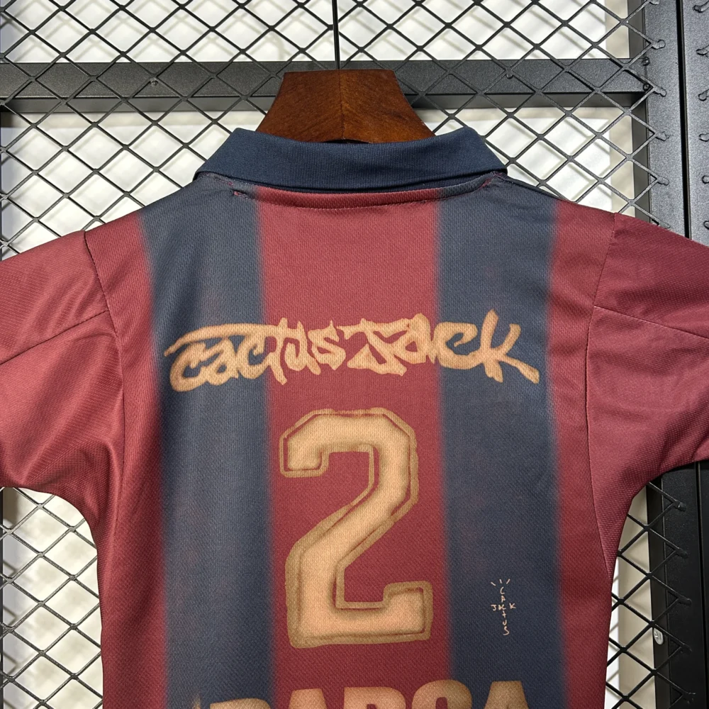 Barcelona Retro Home x CJ SKELETON Kids Kit Jersey+Shorts 2000/01 - Image 6