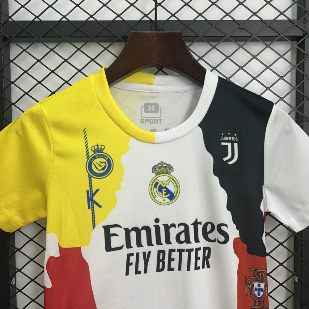 Cristiano Ronaldo Commemorative Edition Kids Kit Jersey+Shorts 2025/26 - All Club Mix - Image 3