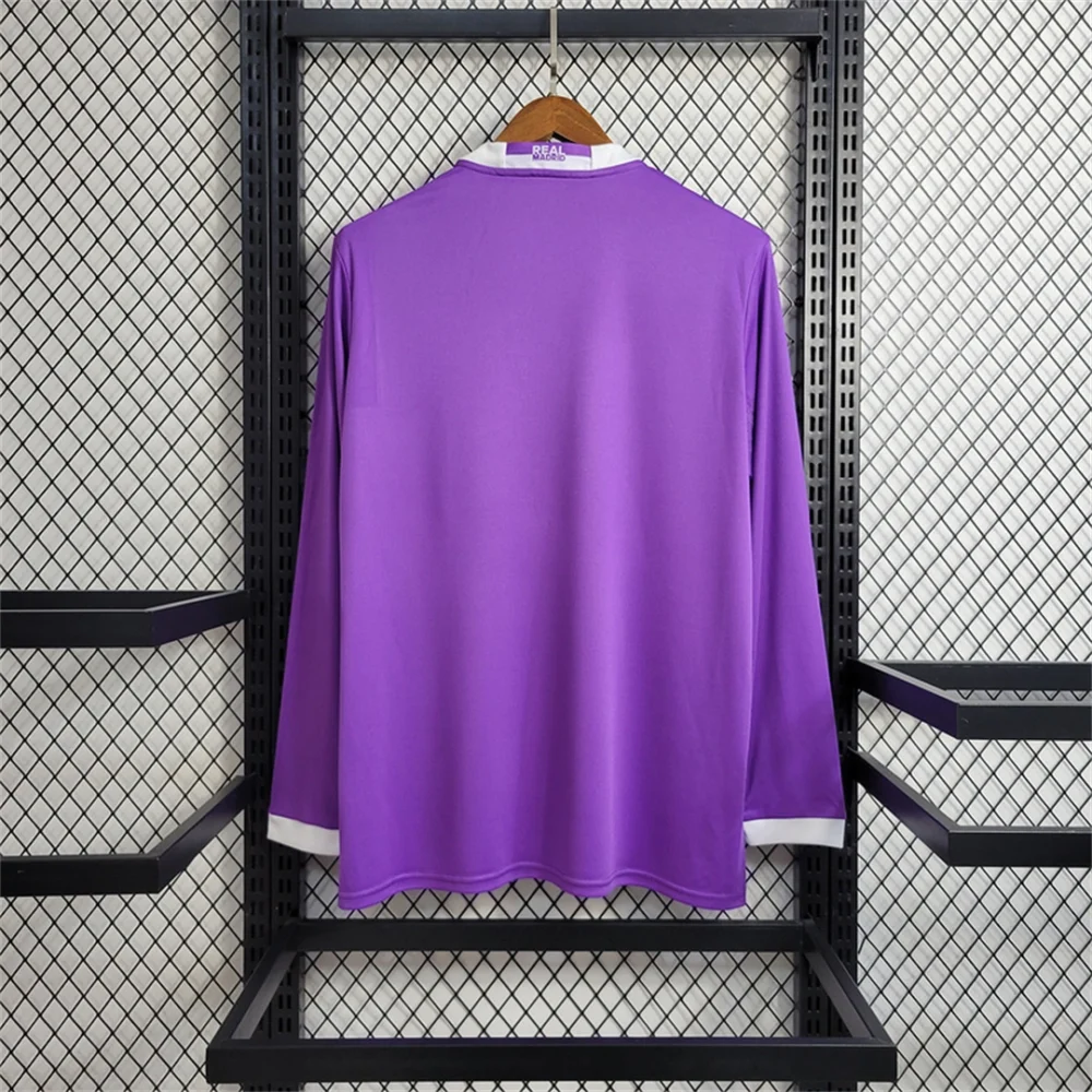 Real Madrid Retro Jersey Away Soccer Shirt Long Sleeve 2016/17 - Image 2