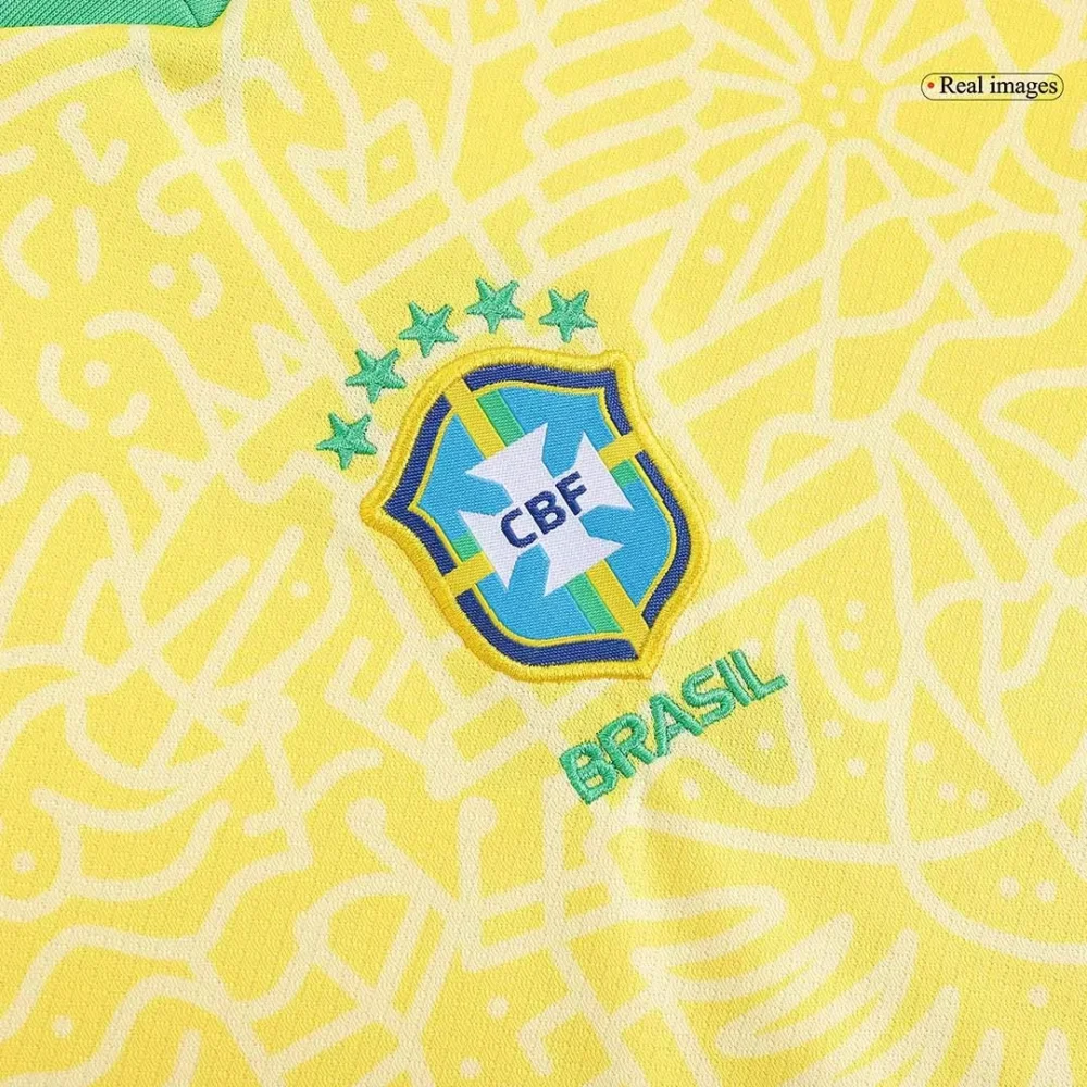 Brazil Home Soccer Uniform Kids Kit Jersey+Shorts Copa America 2024 - Image 8