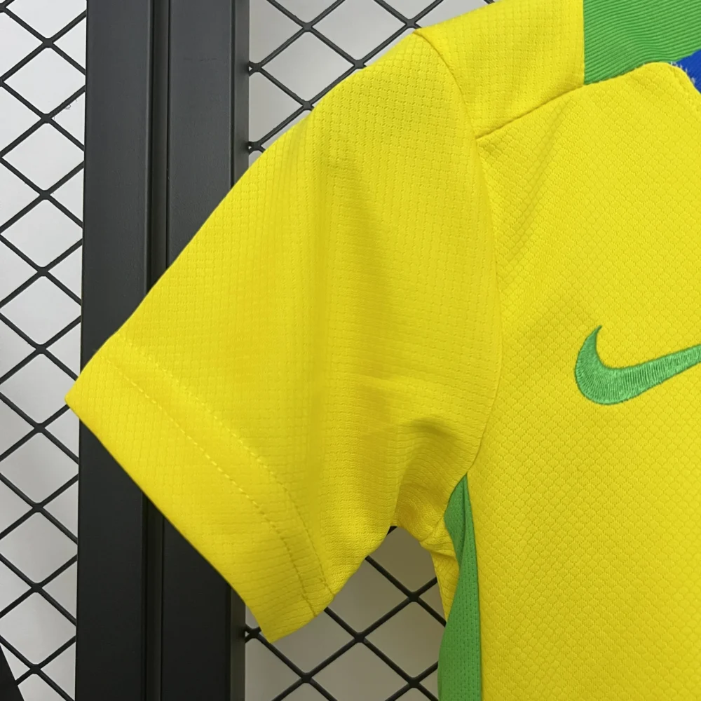 Brazil Home Soccer Uniform Kids Kit Jersey+Shorts 2025 - Image 5