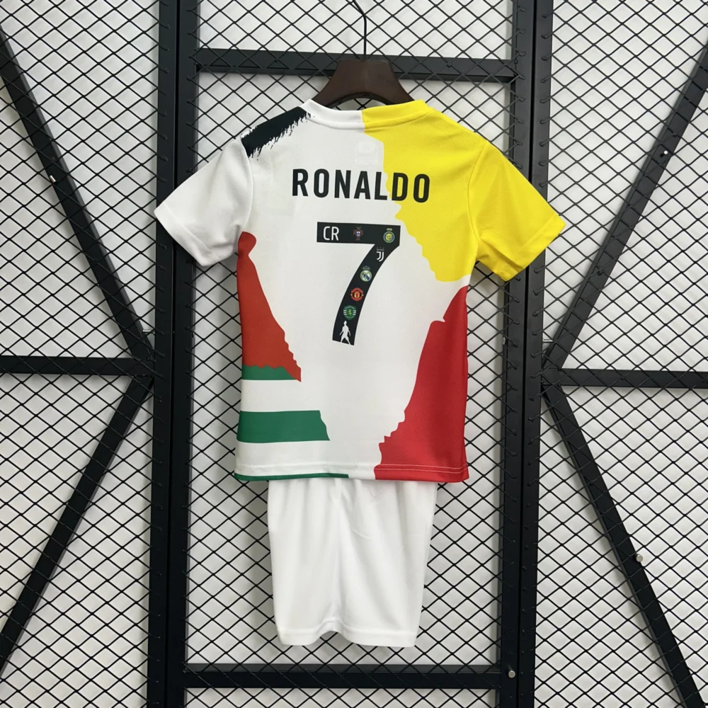 Cristiano Ronaldo Commemorative Edition Kids Kit Jersey+Shorts 2025/26 - All Club Mix - Image 2