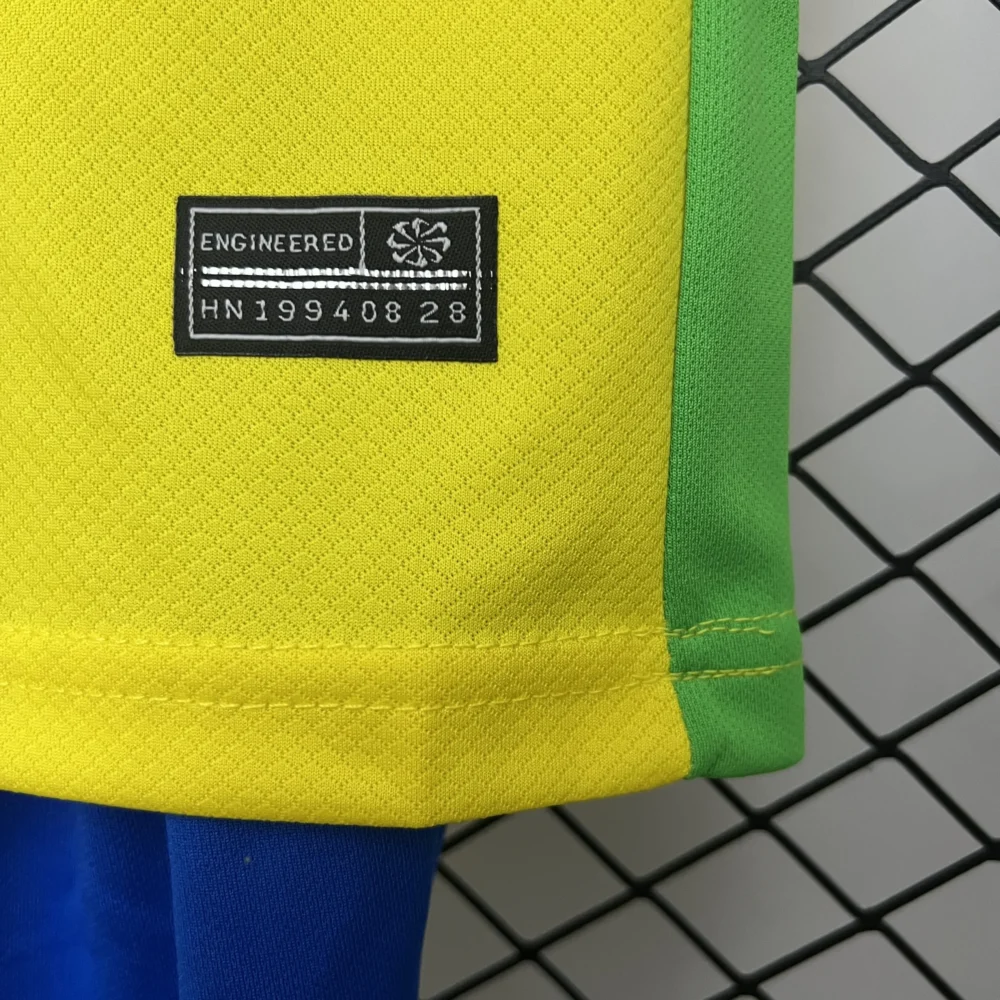Brazil Home Soccer Uniform Kids Kit Jersey+Shorts 2025 - Image 9